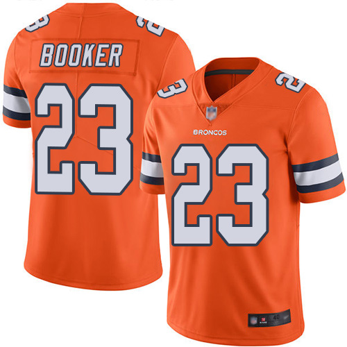 Men Denver Broncos 23 Devontae Booker Limited Orange Rush Vapor Untouchable Football NFL Jersey